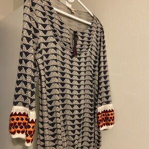 Kenar Beige and Black Patterned Top